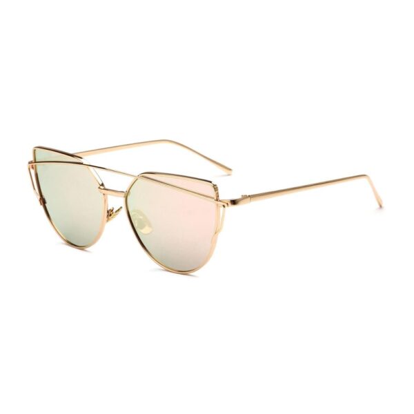 Cat Eye Vintage Brand Designer Mirror Sunglasses For Women. Metal Reflective Flat Lens Sun Glass Female Oculos