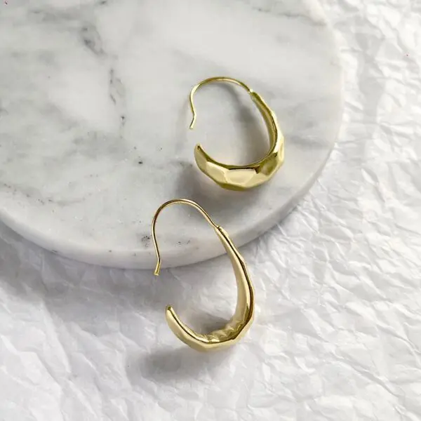 Gold Hammered Hoop Earrings