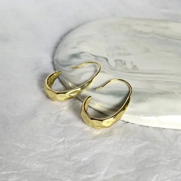 Gold Hammered Hoop Earrings Unique Chunky Basket Earrings for Women African Big  Earrings Boucles D Oreille Femme - Image 5