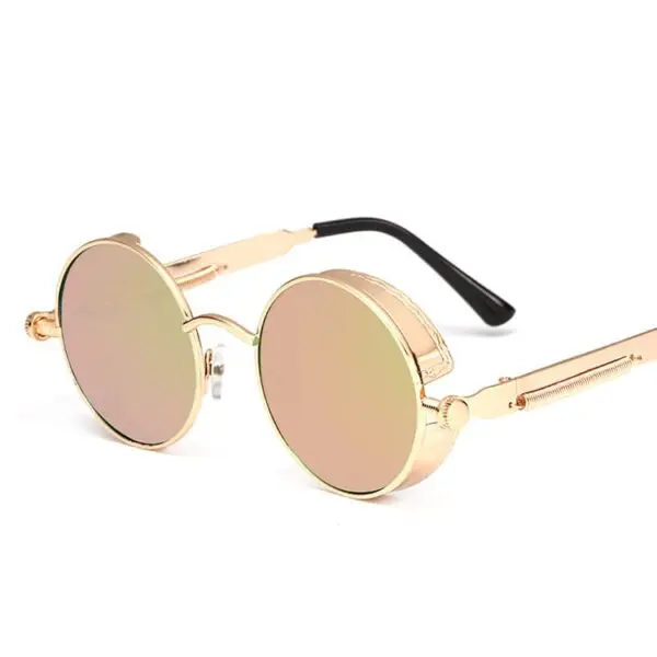Round Frame Spring Temples Steampunk Sunglasses
