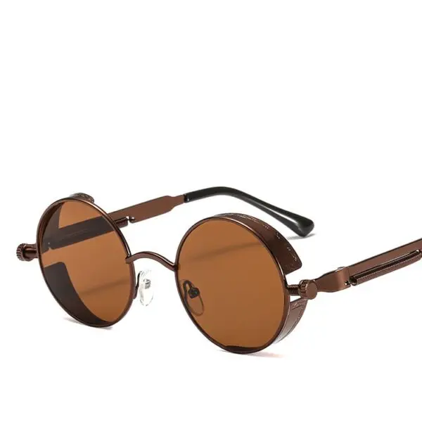 Round Frame Spring Temples Steampunk Sunglasses