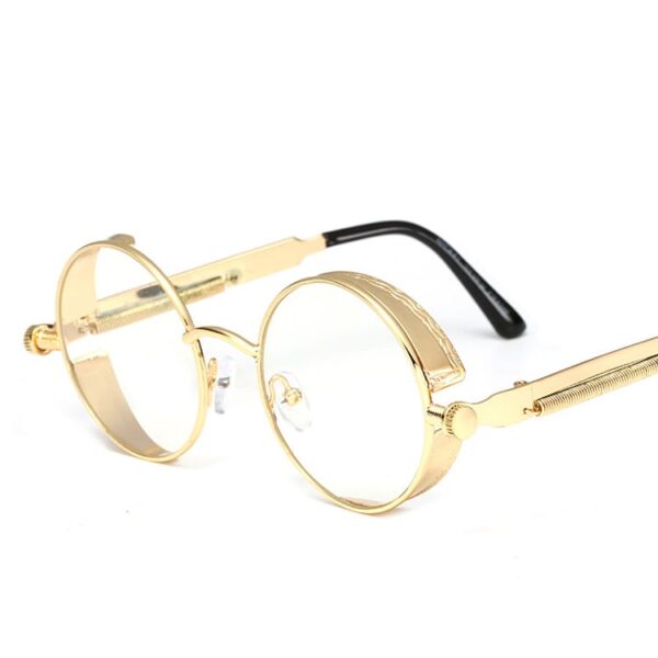 Round Frame Spring Temples Steampunk Sunglasses
