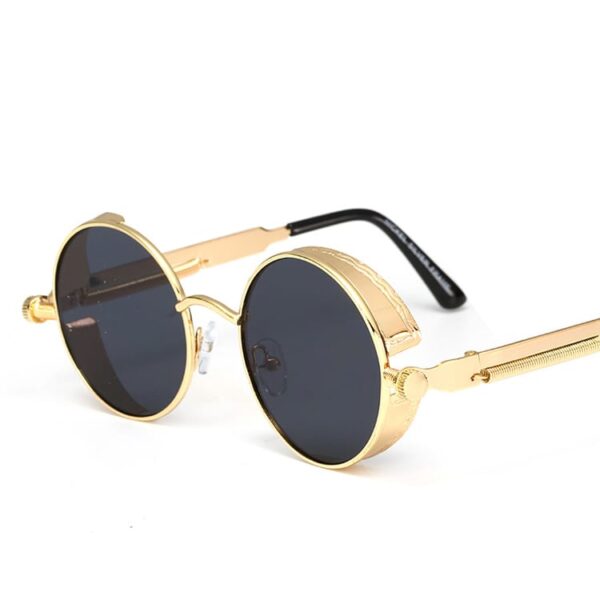 Round Frame Spring Temples Steampunk Sunglasses
