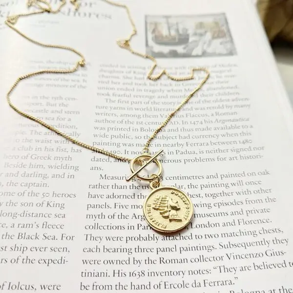 925 Sterling Sliver Portrait Pendant Necklaces Dainty Toggle Clasp Coin Necklaces for  Women Statement Chain Layered Necklaces. - Image 6