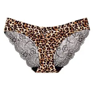 Women Bikini Lingeries Ladies Sexy Lace Transparent Underwear Ice Silk Seamless Leopard Printed Panties
