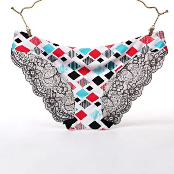 Women Bikini Lingeries Ladies Sexy Lace Transparent Underwear Ice Silk Seamless Leopard Printed Panties