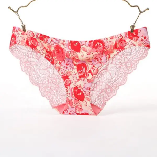 Women Bikini Lingeries Ladies Sexy Lace Transparent Underwear Ice Silk Seamless Leopard Printed Panties