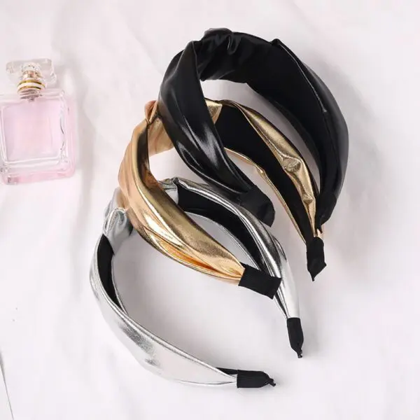 2020 Fashionable Bright Color PU Knot Wide Acrylic Women Hair Band