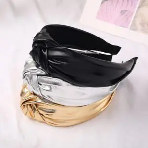2020 Fashionable Bright Color PU Knot Wide Acrylic Women Hair Band