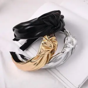 2020 Fashionable Bright Color PU Knot Wide Acrylic Women Hair Band