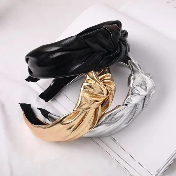 2020 Fashionable Bright Color PU Knot Wide Acrylic Women Hair Band
