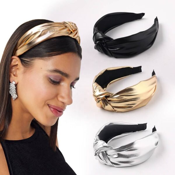 2020 Fashionable Bright Color PU Knot Wide Acrylic Women Hair Band