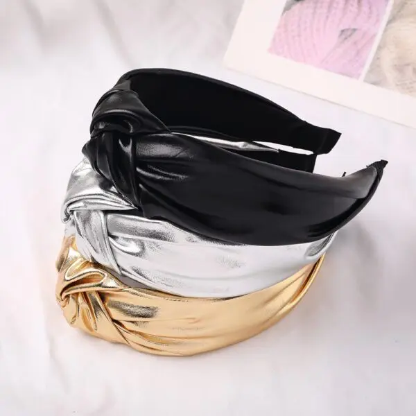 2020 Fashionable Bright Color PU Knot Wide Acrylic Women Hair Band