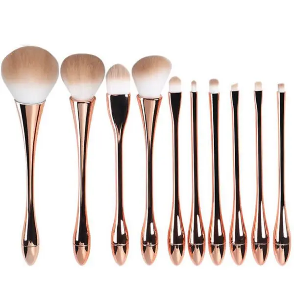 Gold Slim Waist 10pcs make up brushes luxury professional with brush bag