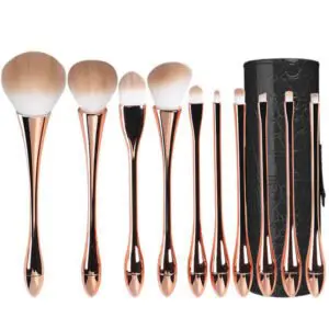 Gold Slim Waist 10pcs make up brushes luxury professional with brush bag