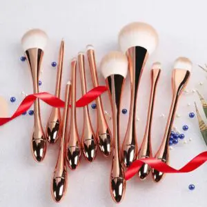 Gold Slim Waist 10pcs make up brushes luxury professional with brush bag