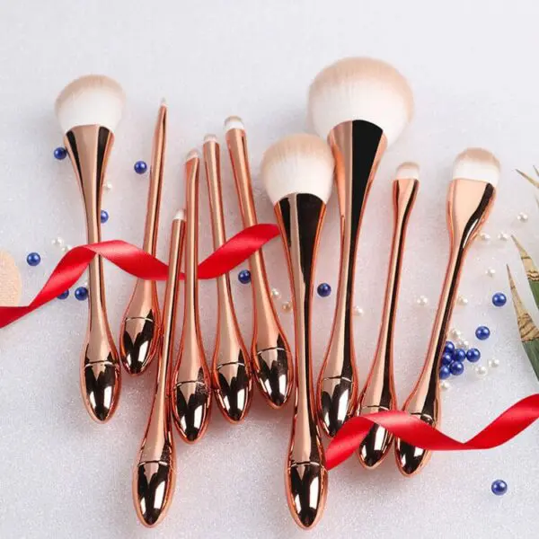 Gold Slim Waist 10pcs make up brushes luxury professional with brush bag