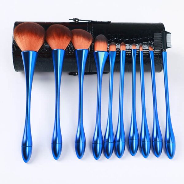 High quality makeup brush 10pcs colorful slim waist makeup brushes set for facial cosmetic