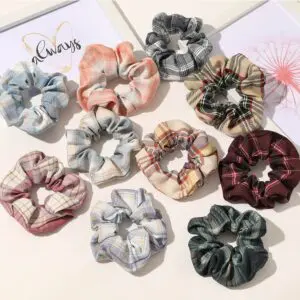 Lattice Print Cotton Elastic Hair Band Custom Designer Scrunchies Elastic Hair Band.