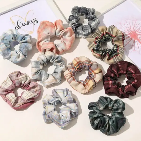 Lattice Print Cotton Elastic Hair Band Custom Designer Scrunchies Elastic Hair Band.