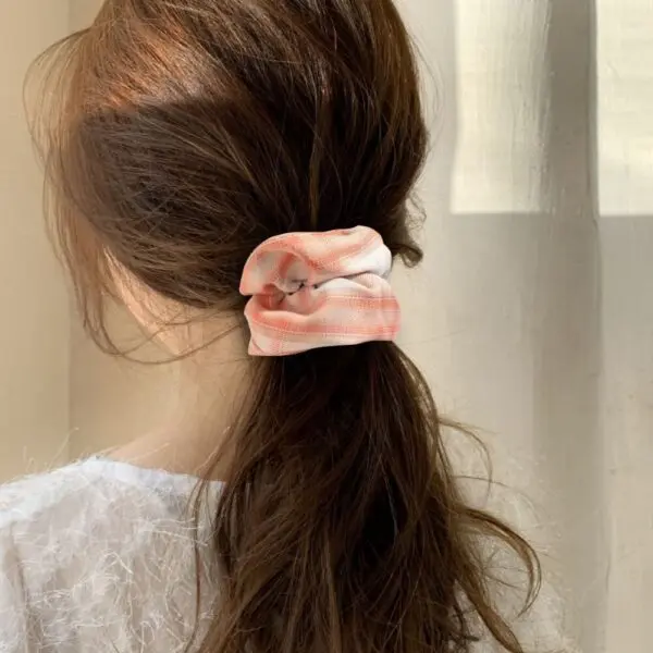 Lattice Print Cotton Elastic Hair Band Custom Designer Scrunchies Elastic Hair Band.