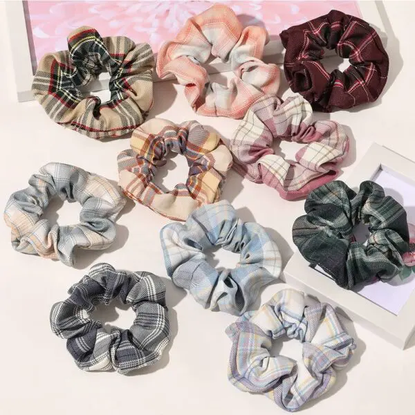 Lattice Print Cotton Elastic Hair Band Custom Designer Scrunchies Elastic Hair Band.