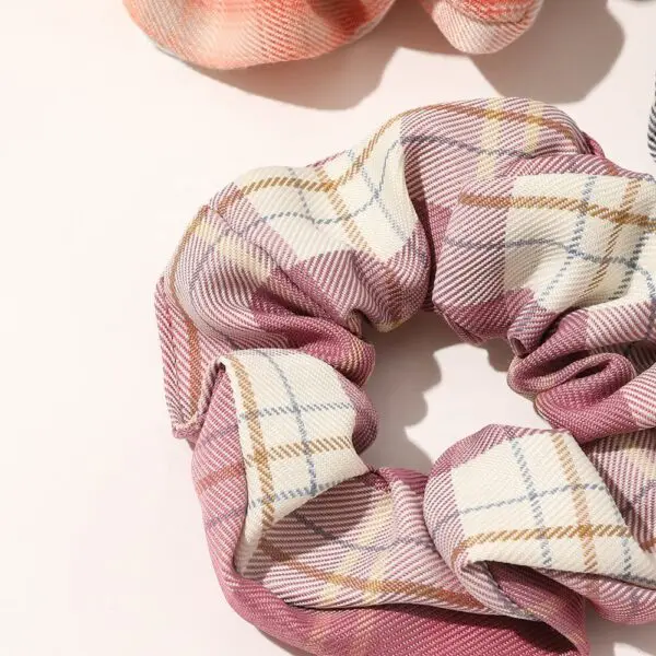 Lattice Print Cotton Elastic Hair Band Custom Designer Scrunchies Elastic Hair Band.