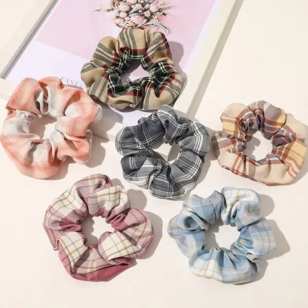 Lattice Print Cotton Elastic Hair Band Custom Designer Scrunchies Elastic Hair Band.