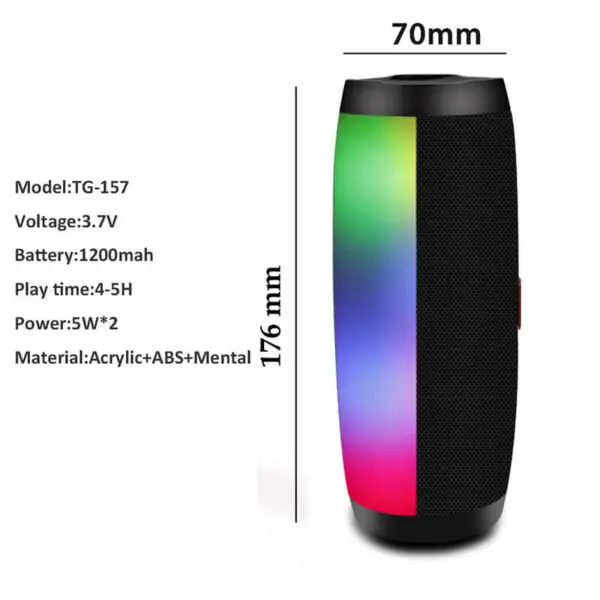 Portable Blue tooth Speaker Wireless Mini LED Colorful Light Speaker
