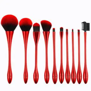 Red 10Pcs Makeup Brushes Set Powder Foundation Lip Brush Kit Women Beauty Face Cosmetic