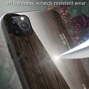 Wood Grain  Tempered Glass Case Cover For iPhone 12 models - Image 2