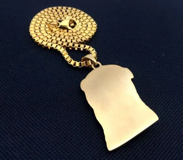 Stainless Steel Iced Out Jesus Piece Pendant Gold Necklace for Men.