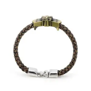 Fantasy Wolf Head Braided Leather Bracelet for Men & Women.