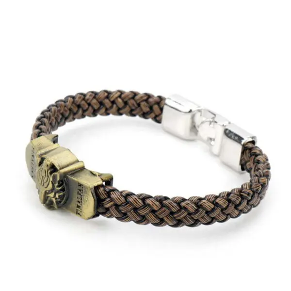 Fantasy Wolf Head Braided Leather Bracelet for Men & Women.