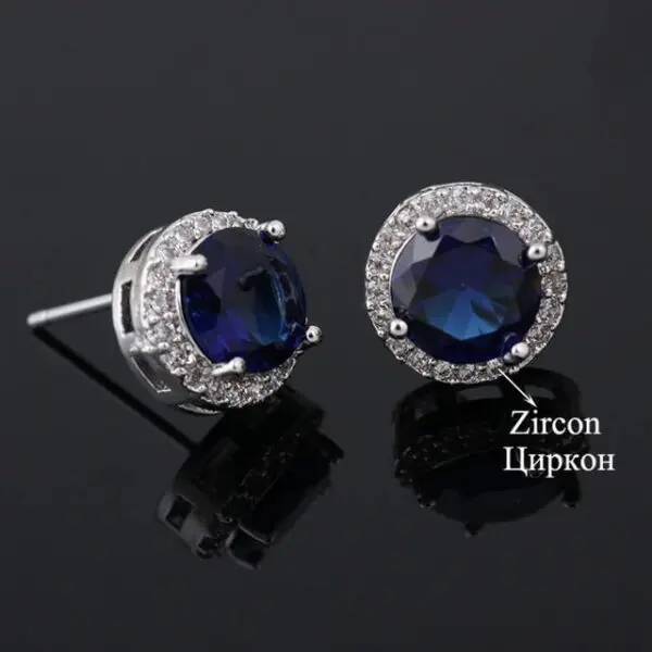 Hot Stud Classic Round Colored Zirconia Earring For Women.