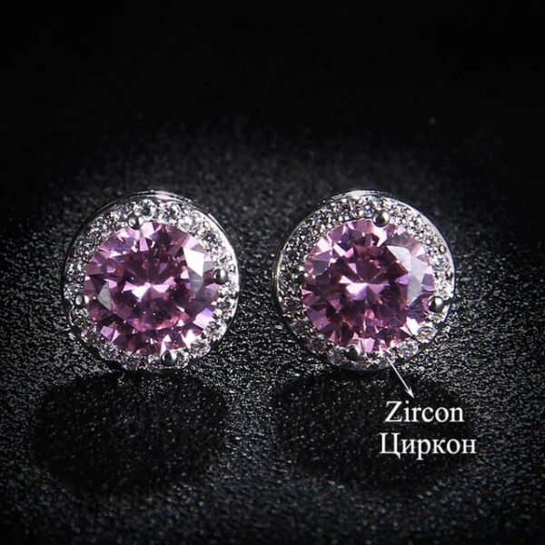 Hot Stud Classic Round Colored Zirconia Earring For Women.