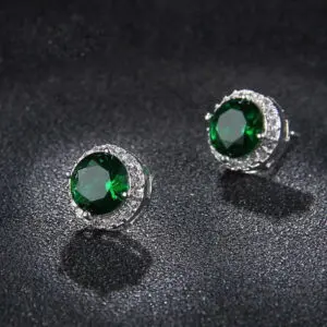 Hot Stud Classic Round Colored Zirconia Earring For Women.