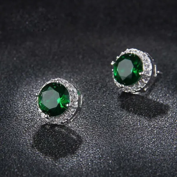 Hot Stud Classic Round Colored Zirconia Earring For Women.