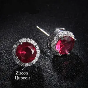 Hot Stud Classic Round Colored Zirconia Earring For Women.
