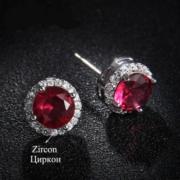 Hot Stud Classic Round Colored Zirconia Earring For Women.