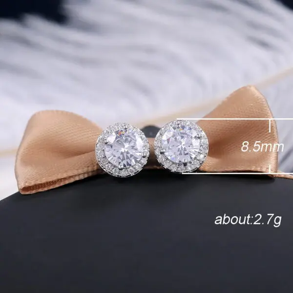 Hot Stud Classic Round Colored Zirconia Earring For Women.