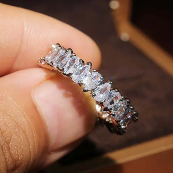 New Arrival Pear Cut Fashion Wedding, Engagement Bling Zircon Stone Ring For Women (1)