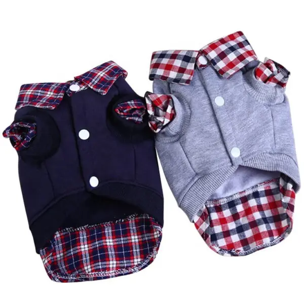 New Pet Clothes Plaid Collar Shirt