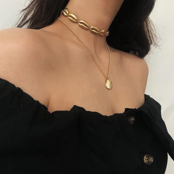 Shell Pendant , Cowry Sea Shell Necklace Bohemian Jewelry