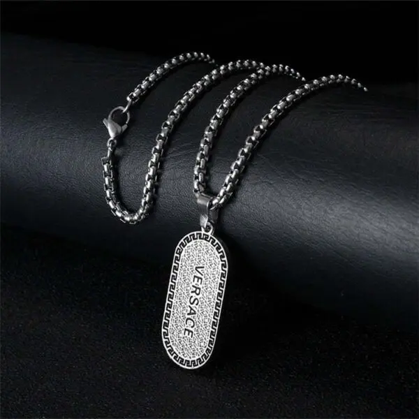 Stainless Steel Men Metal Poker Pendant, Hip Hop, Skateboard Pendant Long Chain Necklace