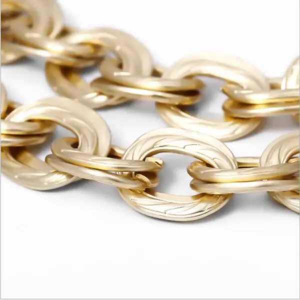 Vintage Chunky Thick Curb Cuban Choker Collar Statement Heavy Metal Gold Clavicle Necklace