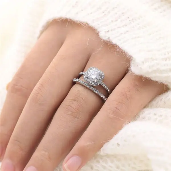 Zircon Crystal Women Wedding Ring Set