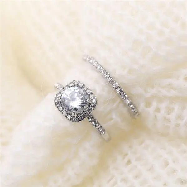 Zircon Crystal Women Wedding Ring Set