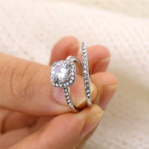 Zircon Crystal Women Wedding Ring Set