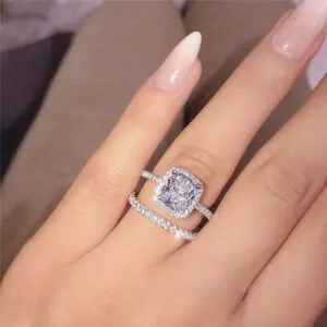 Zircon Crystal Women Wedding Ring Set - Image 2